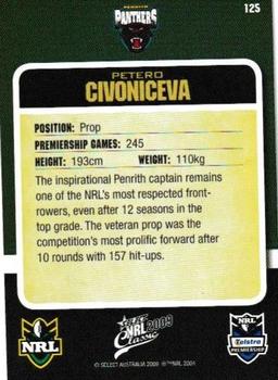 2009 Select Classic #125 Petero Civoniceva Back
